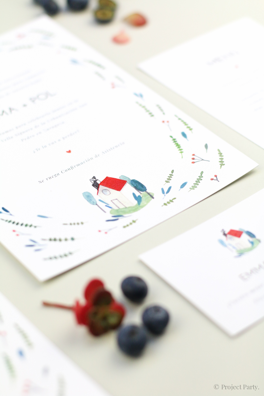 invitación de boda "home sweet home"