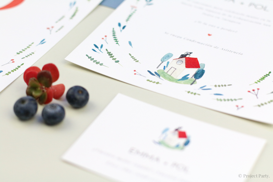 invitación de boda "home sweet home"