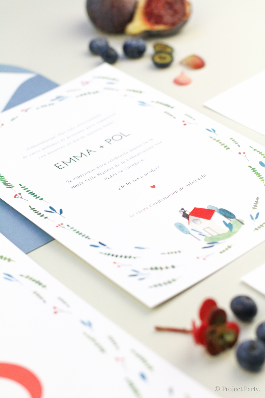 invitación de boda "home sweet home"