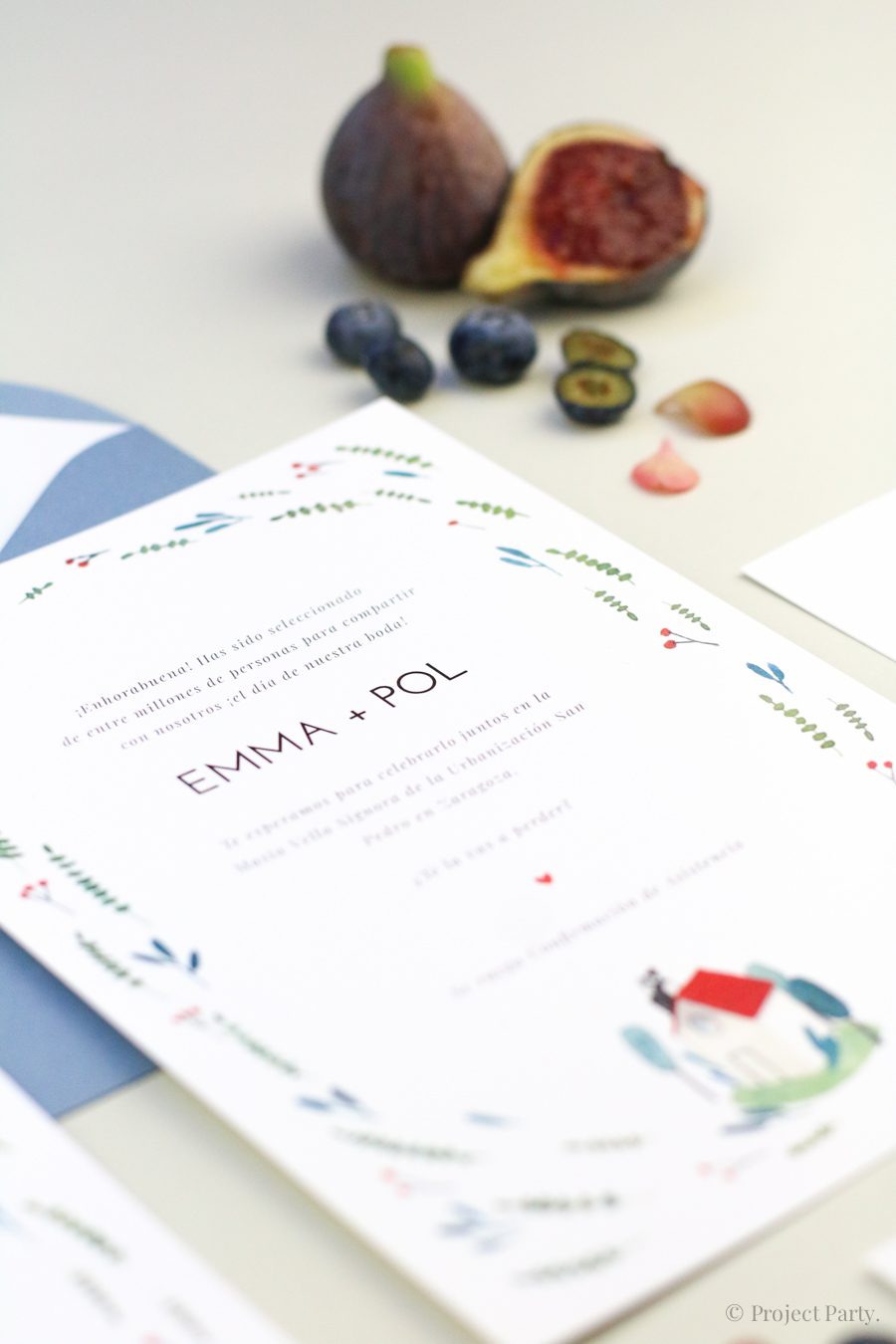 invitación de boda "home sweet home"