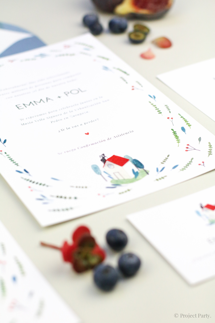 invitación de boda "home sweet home"