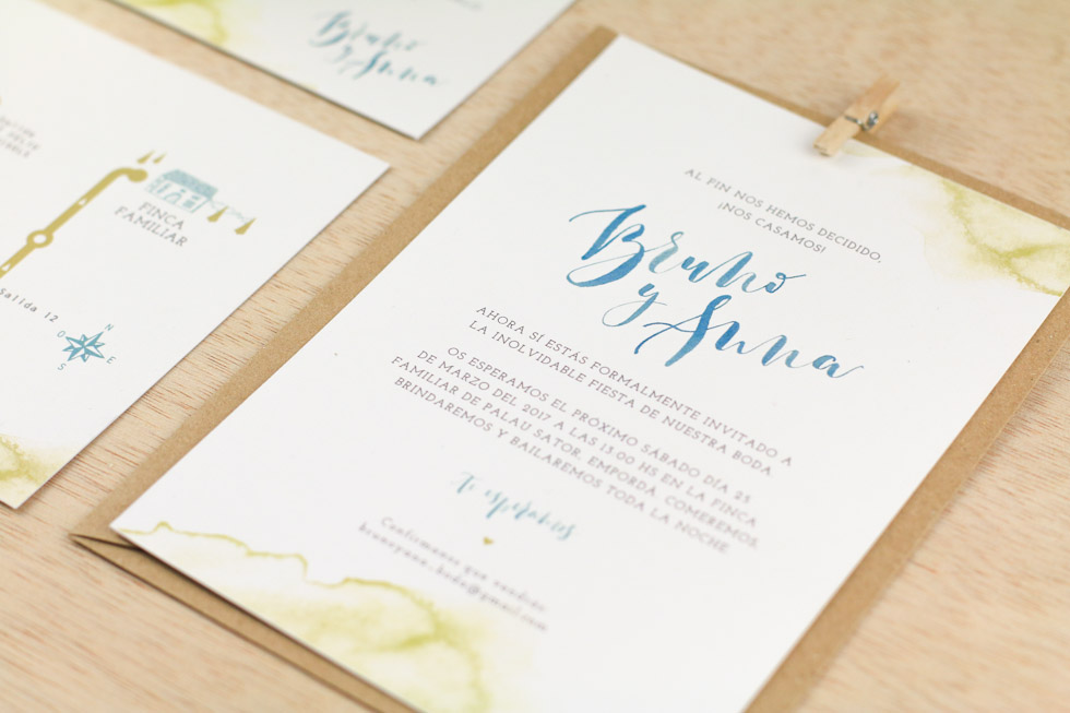 invitación de boda "brush lettering"