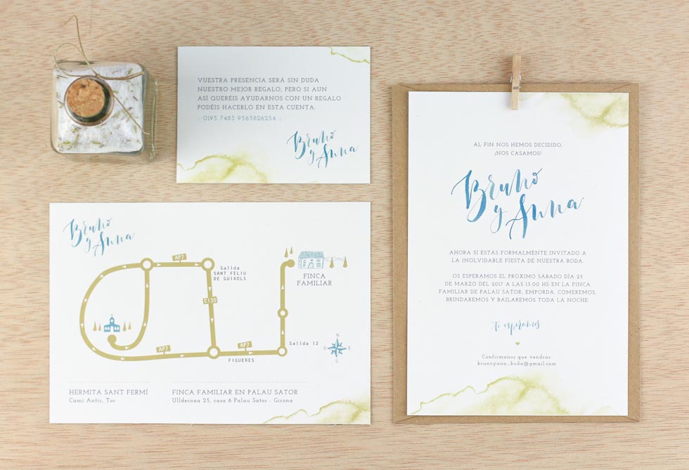 invitación de boda "brush lettering"