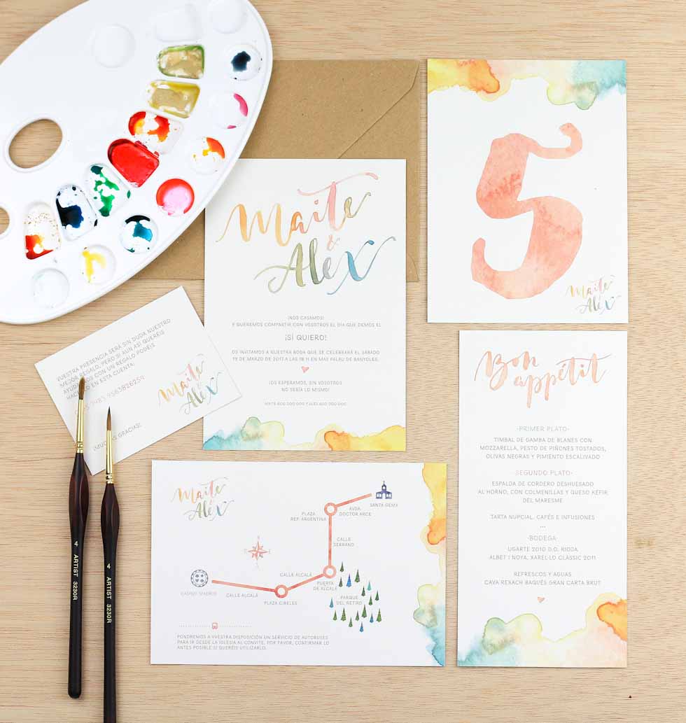 invitación de boda "lovely colors"