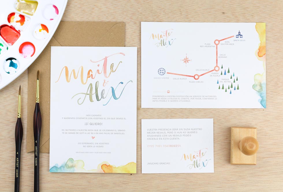 invitación de boda "lovely colors"