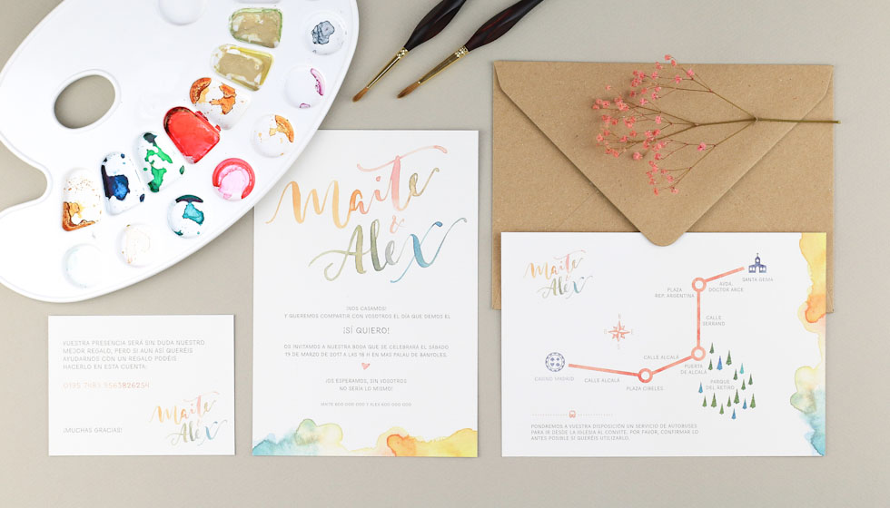 invitación de boda "lovely colors"