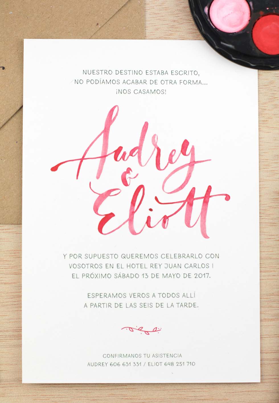 invitación de boda "romantic letters"