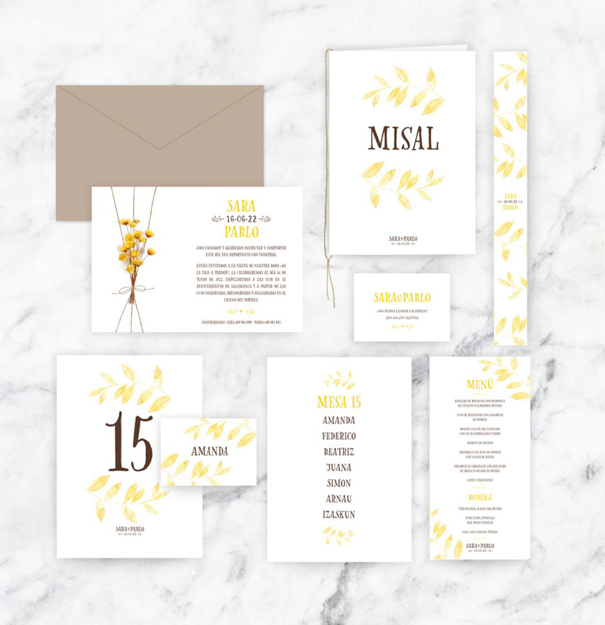 invitación de boda "amarilly"