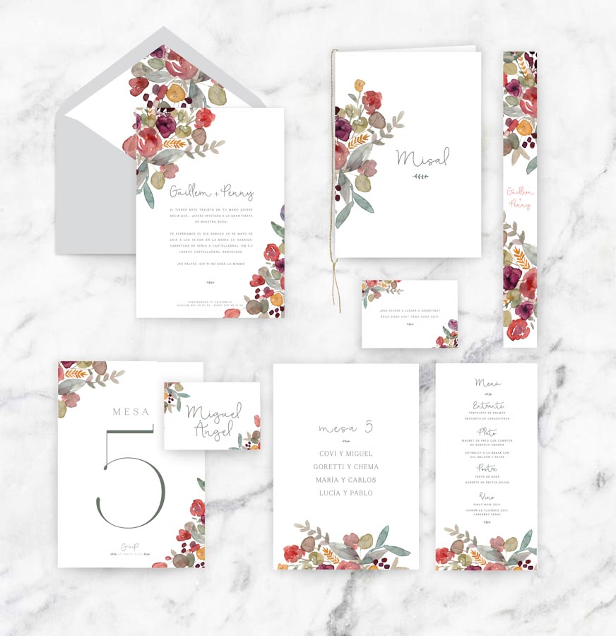 invitación de boda "fiorella" combinación 1