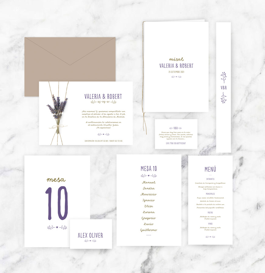 invitación de boda "lavanda chic"