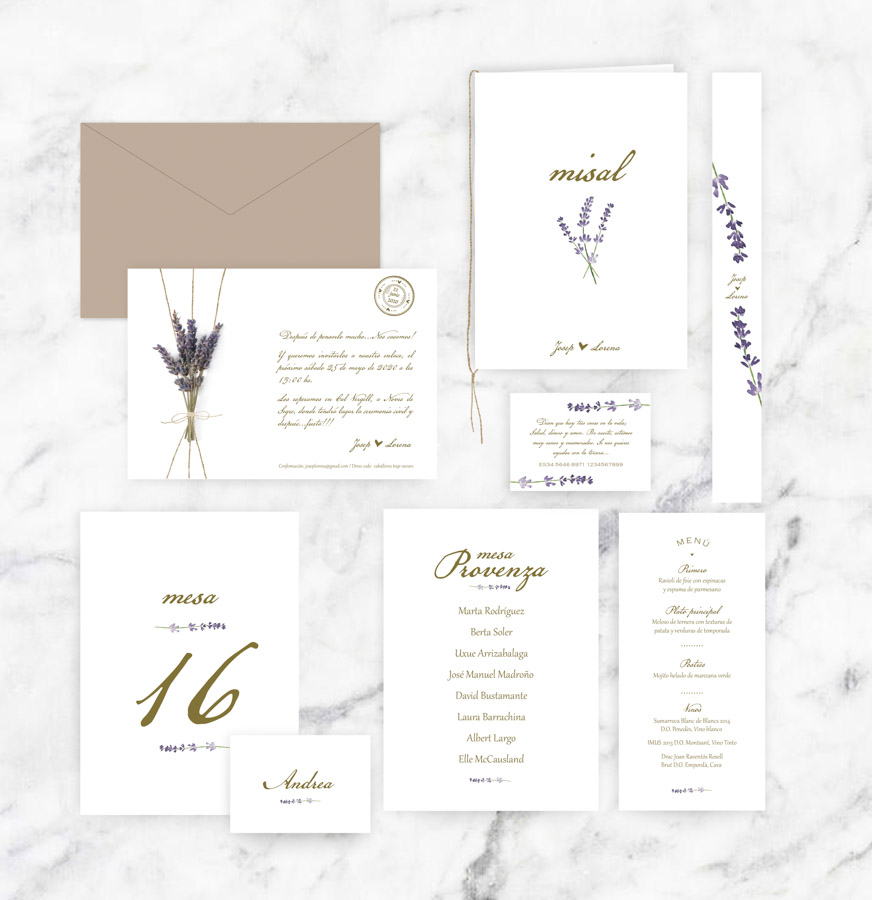 invitación de boda "lavanda clásica"