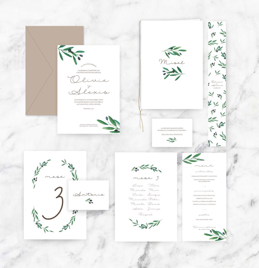 invitación de boda "olivo" combinación 3