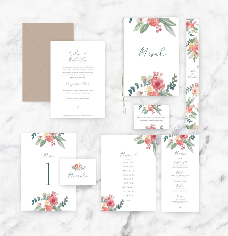invitación de boda "valentina" combinación 1