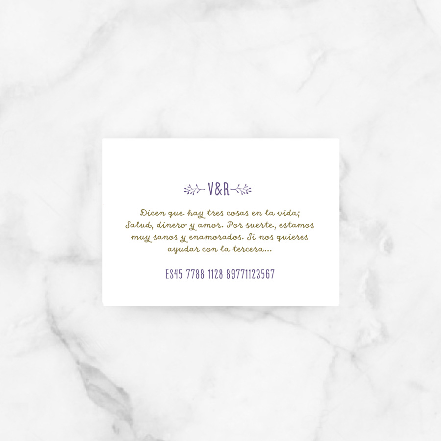 project party tarjeta numero cuenta boda lavanda chic.jpg