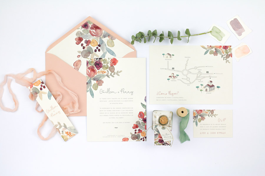 invitación de boda "fiorella" combinación 1